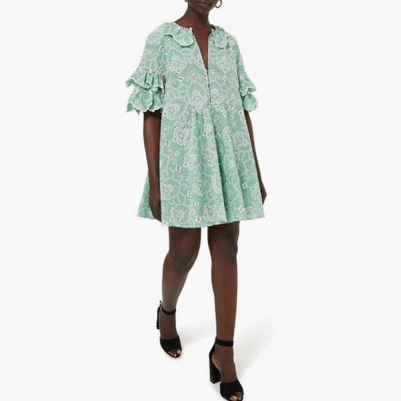 Maje Raberie Embroidered Eyelet Cotton Dress hold C - Picture 16 of 16